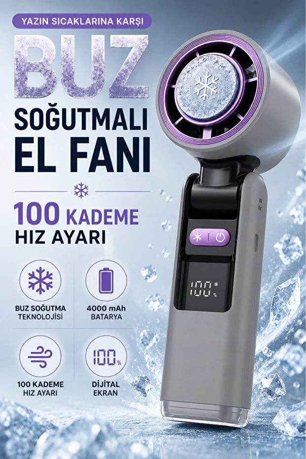 Premium Turbo Buz Soğutmalı El Fanı
